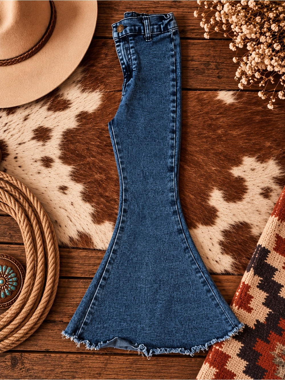 Toddler Girls Blue Flared Jeans - Classic Denim